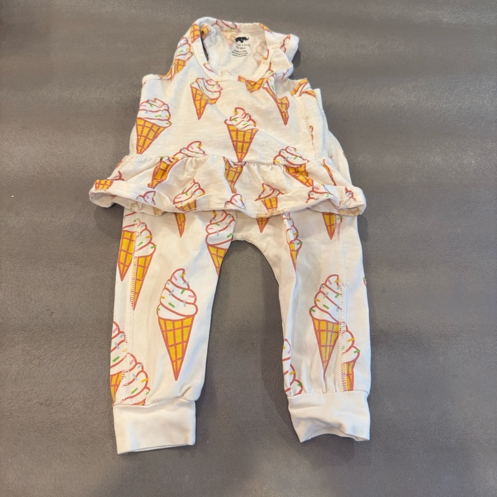 Monica + Andy Ice Cream Print Baby Outfit. Size 12-18 months